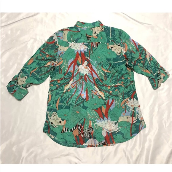 ⬇️$22 Talbots Jungle Tropical print blouse top - Picture 2 of 8